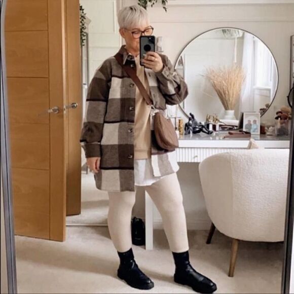 Jacket H&M Felted Shacket Plaid New - Picture 2 of 10